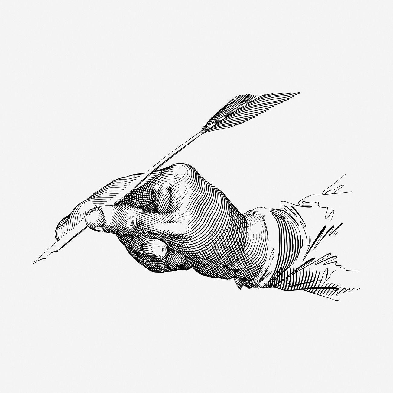 Quill writing hand drawn